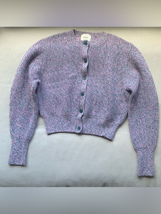 Wilfred Sweaters - Aritzia Wilfred Nora merino wool Purple Speckled Button Cardigan